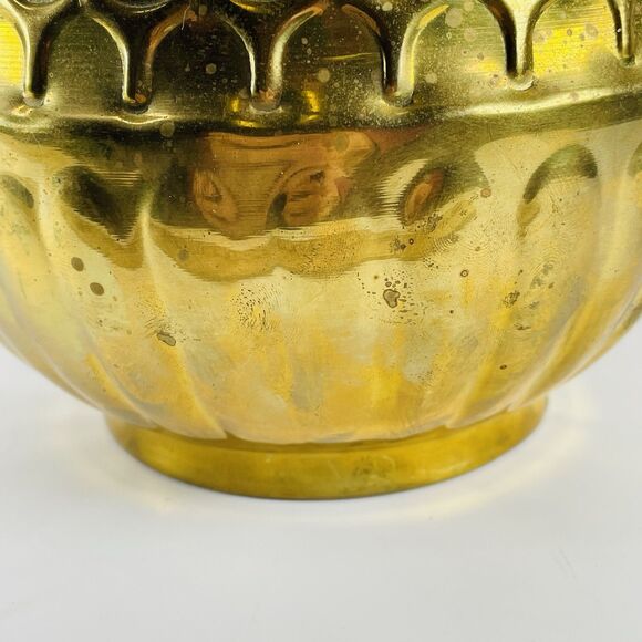 Vintage Brass Textured Planter Indoor Plant Pot Jardiniere 8in Diameter India - Picture 9 of 9